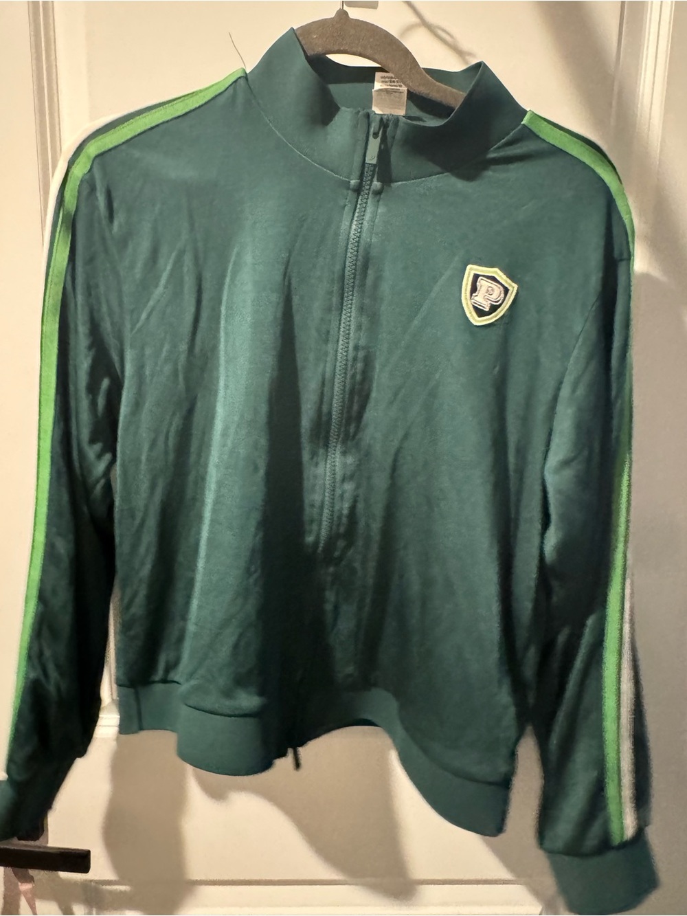 PINK Victoria's Secret Green Track Jacket with Lime Stripes